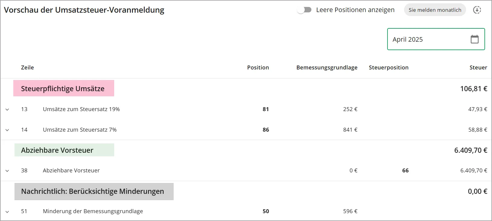 Lexware Office USt-Voranmeldung für Mandanten-Buchhaltung