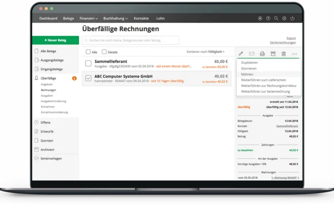 Lexware Office Mandanten-Mahnwesen und überfällige Rechnungen